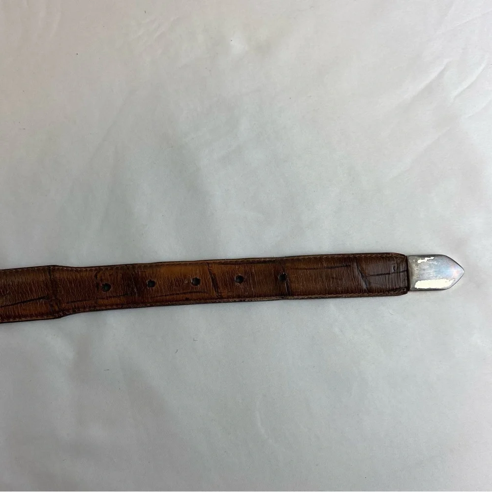 Brighton Vintage Onyx Crocodile Embossed Leather Belt #19408